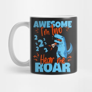 Kids I'm Two Hear Me Roar 2nd Birthday Dinosaur design Mug